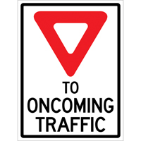 "Yield to Oncoming Traffic" Roll-Up Sign Traffic Sign, 36" x 48", Vinyl, English with Pictogram Seaboard Timber Mart