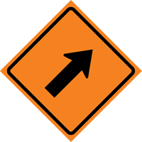 Right Diagonal Arrow Roll-Up Traffic Sign, 29-1/2" x 29-1/2", Vinyl, Pictogram Seaboard Timber Mart