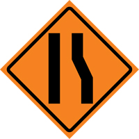Merge Left Roll-Up Traffic Sign, 36" x 36", Vinyl, Pictogram Seaboard Timber Mart
