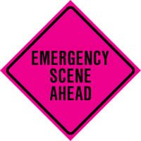 "Emergency Scene Ahead" Roll-Up Traffic Sign, 36" x 36", Vinyl, English Seaboard Timber Mart