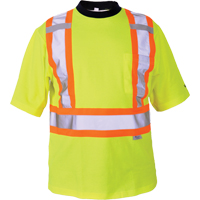 Safety T-Shirt, Polyester, Medium, High Visibility Lime-Yellow Seaboard Timber Mart