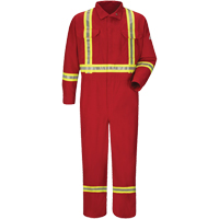 Flame-Resistant Deluxe Coveralls with Reflective Trim, Size 38, Red, 5.6 cal/cm² Seaboard Timber Mart