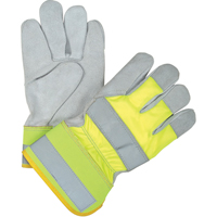 Premium Quality High Visibility Fitters Gloves, Large, Split Cowhide Palm, Cotton Inner Lining Seaboard Timber Mart