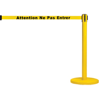 Free-Standing Crowd Control Barrier, Steel, 35" H, Yellow Tape, 7' Tape Length Seaboard Timber Mart