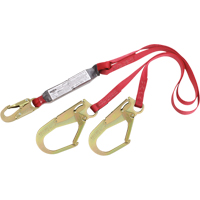 PRO Shock Absorbing Lanyards, 6', Rebar Hook Center, Snap Hook Leg Ends, Polyester Seaboard Timber Mart