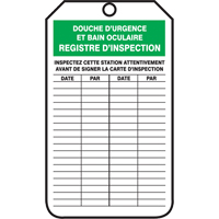 &eacute;tiquettes de s&eacute;curit&eacute; d'inspection et de contr&ocirc;le de l'&eacute;tat de l'&eacute;quipement, Plastique, 3-1/8" la x 5-7/8" h, Français Seaboard Timber Mart