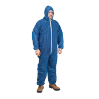 Hooded Coveralls, Medium, Blue, Polypropylene Seaboard Timber Mart