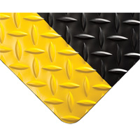 Diamond-Plate Switchboard Matting No.701, 3' W x 75' L, 1/4" Thickness, Black/Yellow, PVC Seaboard Timber Mart