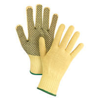 Gants tricot&eacute;s sans couture &agrave; pois, Taille Moyen/8, Calibre 7, Rev&ecirc;tement PVC, Enveloppe en Kevlar, ASTM ANSI niveau A2/EN 388 niveau 3 Seaboard Timber Mart
