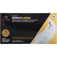 Gants jetables de calibre examen m&eacute;dical KeepKleen, Grand, Latex, 5 mils, Sans poudre, Blanc, Classe 2 Seaboard Timber Mart