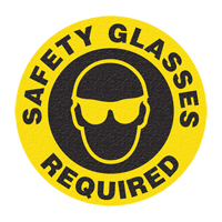 Panneau de signalisation au sol  Safety Glasses , Adh&eacute;sif, Anglais avec pictogramme Seaboard Timber Mart