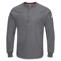 Excel FR&reg; Long Sleeve Henley Shirts, Small, Grey Seaboard Timber Mart