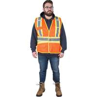 Flame-Resistant Surveyor Vest, High Visibility Orange, Medium, Polyester Seaboard Timber Mart