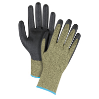 Gants &eacute;lastiques sans coutures r&eacute;sistants &agrave; la coupe noir & jaune, Taille T-Grand/10, Calibre 13, Rev&ecirc;tement Mousse de nitrile, Enveloppe en Aramide, ASTM ANSI niveau A6 Seaboard Timber Mart