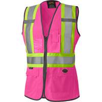 139PK Women's Safety Vest, Pink, X-Small, Polyester Seaboard Timber Mart