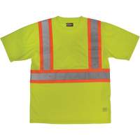 T-shirt de s&eacute;curit&eacute; avec poche &agrave; manches courtes, Polyester, Grand, Jaune lime haute visibilit&eacute; Seaboard Timber Mart