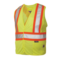 Veste de s&eacute;curit&eacute; d&eacute;tachable en cinq points, Jaune lime haute visibilit&eacute;, Grand/T-Grand, Polyester Seaboard Timber Mart