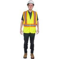 Traffic Safety Vest, High Visibility Lime-Yellow, Medium, Polyester Seaboard Timber Mart
