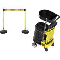 PLUS Barrier Post Cart Kit with Tray, 75' L, Metal, Yellow Seaboard Timber Mart