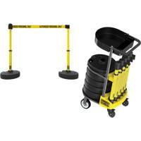 PLUS Barrier Post Cart Kit with Tray, 75' L, Metal, Yellow Seaboard Timber Mart