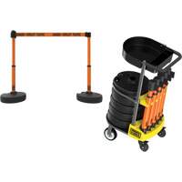 PLUS Barrier Post Cart Kit with Tray, 75' L, Metal, Orange Seaboard Timber Mart