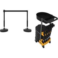 PLUS Barrier Post Cart Kit with Tray, 75' L, Metal, Black Seaboard Timber Mart