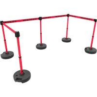 PLUS Barrier Post Set X5, Plastic, 42" H, Red Tape, 15' Tape Length Seaboard Timber Mart