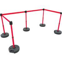 PLUS Barrier Post Set X5, Plastic, 42" H, Red Tape, 15' Tape Length Seaboard Timber Mart
