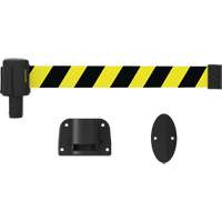 PLUS Wall Mount Barrier System, Plastic, Screw Mount, 15', Black and Yellow Tape Seaboard Timber Mart