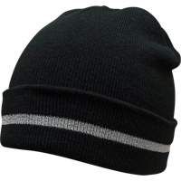Knit Hat with Silver Reflective Stripe, One Size, Black Seaboard Timber Mart