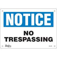 "No Trespassing" Sign, 7" x 10", Plastic, English Seaboard Timber Mart