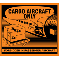 "Cargo Aircraft Only" Handling Labels, 4-3/4" L x 4-1/4" W, Orange Seaboard Timber Mart