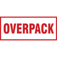 "Overpack" Handling Labels, 6" L x 2-1/2" W, Red on White Seaboard Timber Mart
