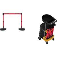 Plus Portable Barrier System Cart Package with Tray, 75' L, Metal/Plastic, Red Seaboard Timber Mart
