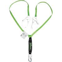 Miller&reg; HP Shock-Absorbing Lanyard, 6', Scaffold Hook Center, Locking Snap Hook Leg Ends, Polyester Seaboard Timber Mart