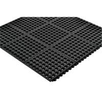 Cushion-Ease&reg; 550 Interlocking Anti-Fatigue Mat, Slotted, 3' x 3' x 3/4", Black, Rubber Seaboard Timber Mart