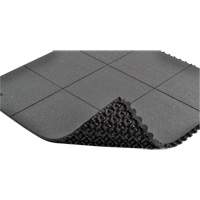 Cushion-Ease&reg; Interlocking Anti-Fatigue Mat, Pebbled, 3' x 3' x 3/4", Black, Natural Rubber Seaboard Timber Mart