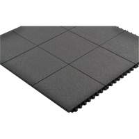 Cushion-Ease&reg; Interlocking Anti-Fatigue Mat, Pebbled, 3' x 3' x 3/4", Black, Natural Rubber Seaboard Timber Mart