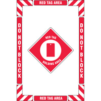 "Red Tag Holding Area" Floor Marking Kit, Adhesive, English with Pictogram Seaboard Timber Mart