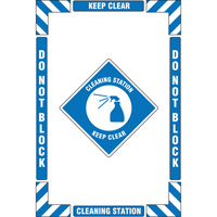 "Cleaning Station" Floor Marking Kit, Adhesive, English with Pictogram Seaboard Timber Mart