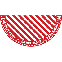"Emergency Exit" Half Circle Swing Door Floor Sign, Adhesive, English with Pictogram Seaboard Timber Mart