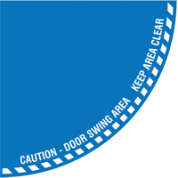 "Caution" Quarter Circle Swing Door Floor Sign, Adhesive, English with Pictogram Seaboard Timber Mart