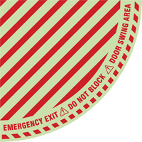 "Emergency Exit" Quarter Circle Swing Door Floor Sign, Adhesive, English with Pictogram Seaboard Timber Mart