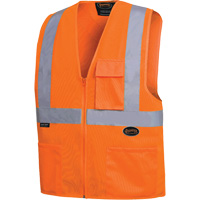 6962 Gilet de s&eacute;curit&eacute; &agrave; fermeture &eacute;clair avant et bandes r&eacute;fl&eacute;chissantes de 2", Orange haute visibilit&eacute;, Moyen, Polyester Seaboard Timber Mart