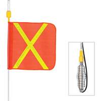 Safety Whip&reg; All-Weather Super-Duty Warning Whips with Constant LED Light, Spring Mount, 5' High, Orange with Reflective Seaboard Timber Mart