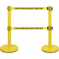 Dual Belt Crowd Control Barrier, Steel, 35" H, Yellow Tape, 7' Tape Length Seaboard Timber Mart