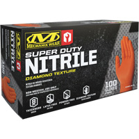 Gants robustes jetables, 9/Moyen, Nitrile, 8 mils, Sans poudre, Orange Seaboard Timber Mart