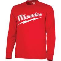 Heavy-Duty Long-Sleeved T-Shirt with Milwaukee&reg; Logo, Men's, Small, Red Seaboard Timber Mart