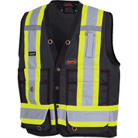 6692BK Surveyor's Safety Vest, Black, Medium, Polyester Seaboard Timber Mart