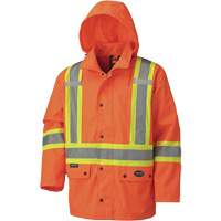 5575A Veste de s&eacute;curit&eacute; imperm&eacute;able avec capuchon amovible 450D, Polyester, Orange haute visibilit&eacute;, Petit Seaboard Timber Mart